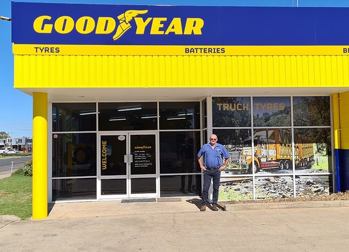Owner Standing in Front of Goodyear Shop — Goodyear Auto Care In Dalby, QLD